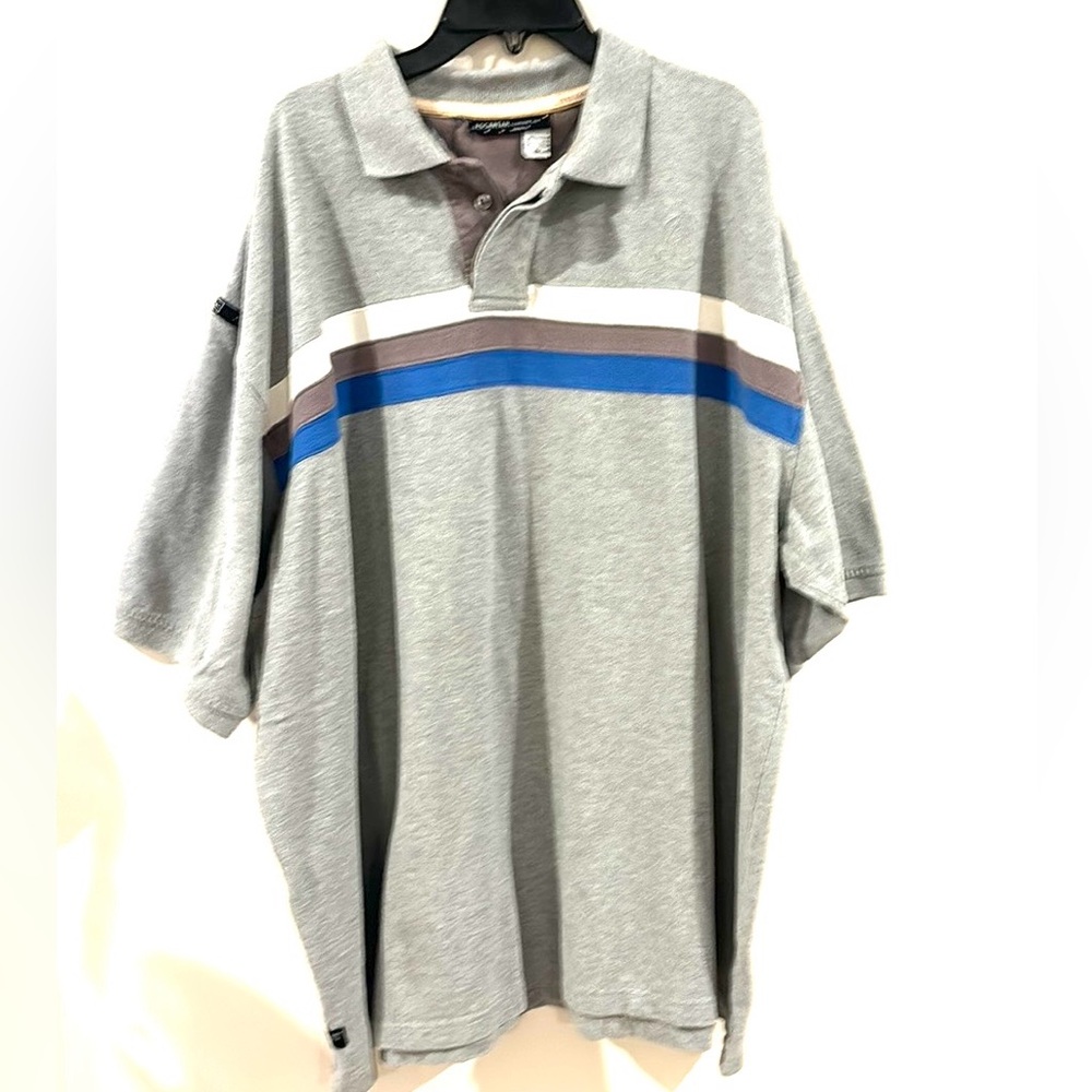 Y2k Vintage ROCAWEAR Gray & Blue Polo Sz 4XL Pullover Shirt Hip Hop